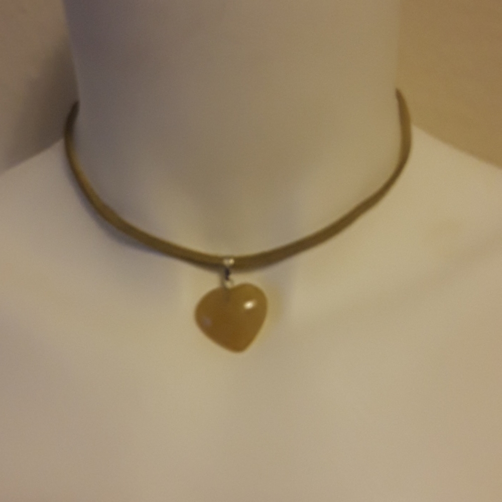 heart charm heart choker